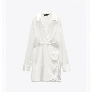 NWT Zara White Short Satin Effect Dress - XL